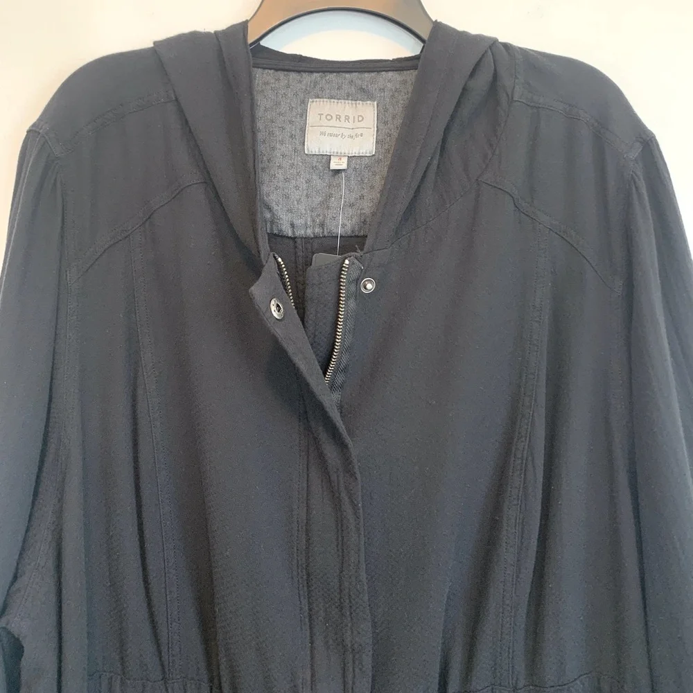 Torrid Anorak Hooded BLACK Chore Utility Jacket 4X